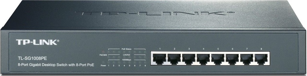 Switch Gigabit 8 Portas Poe+ Tp-link Tl-sg1008pe Rackmount
