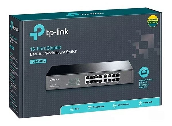 Switch 16 Portas Gigabit Tp-link Tl-sg1016d Desktop/RackMount 10/100/1000