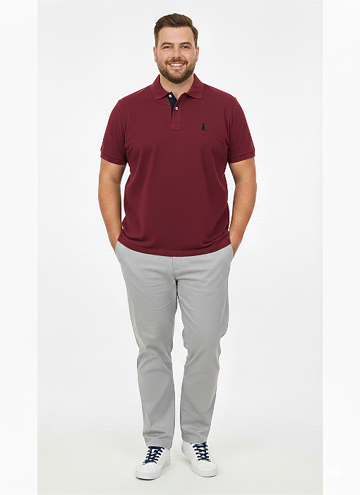 Camisa Polo Masculina Plus Size Bordô XXG