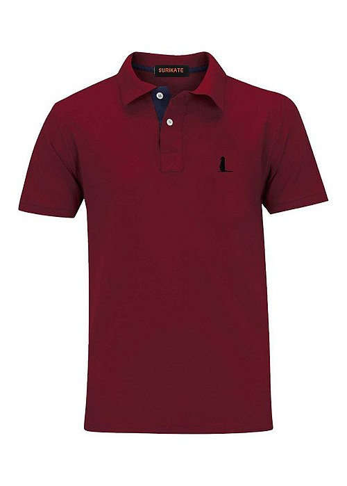 Camisa Vinho Bordada Polo Surikate Masculina Promoção