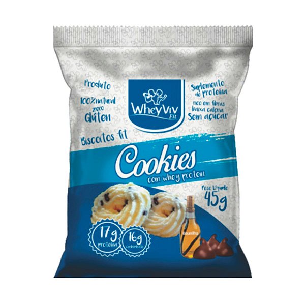 Biscoito Fit Cookies Com Whey Protein - 45g - Wheyviv