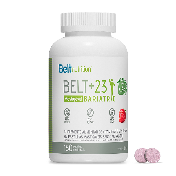 Belt +23 Bariatric 150 pastilhas - Sabor Morango - Belt nutrition