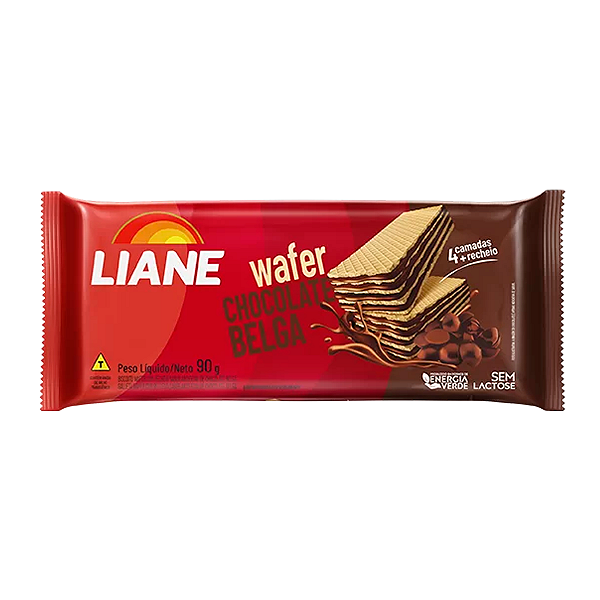 Biscoito Wafer Sem Lactose Sabor Chocolate Belga 90g - Liane