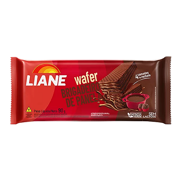 Biscoito Wafer Sem Lactose Sabor Brigadeiro de Panela 90g - Liane