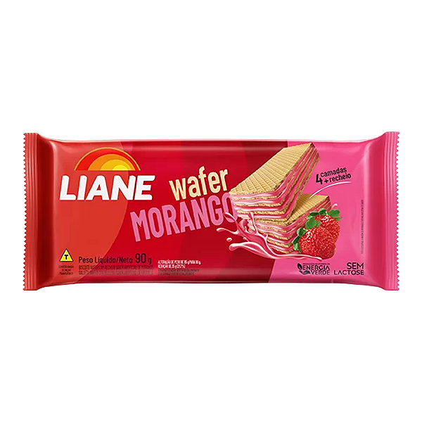 Biscoito Wafer Sem Lactose Sabor Morango 90g - Liane