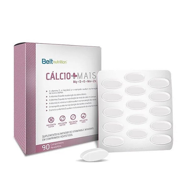 Cálcio Mais Mg+D+K+Mn+Zn - 90 Comprimidos - Belt nutrition