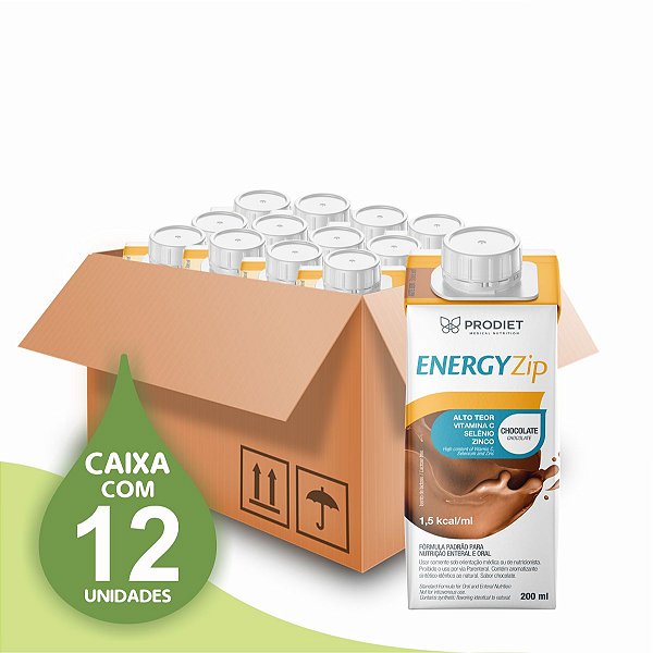 Energyzip - Chocolate – 200 ML - Prodiet - Caixa com 12 unidades