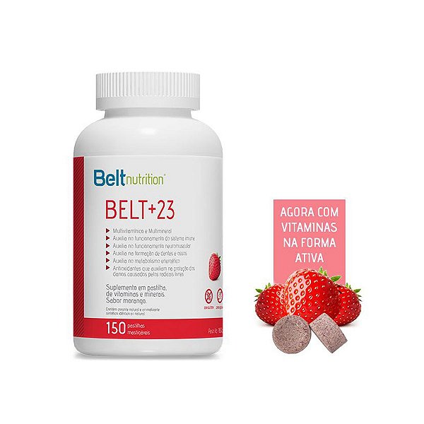 Belt +23 150 pastilhas - Sabor Morango - Belt nutrition