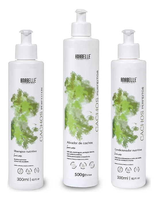 Kit Shampoo Condicionador e Ativador de Cachos Anabelle 3 itens