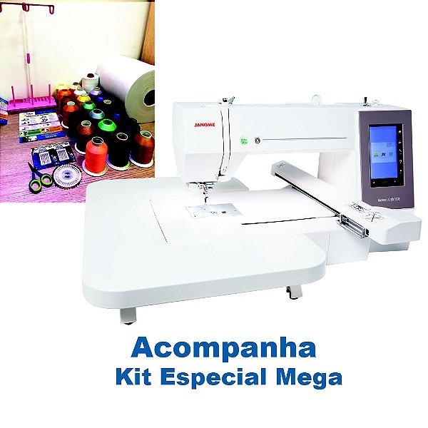 Máquina de Bordado Janome MC550E Área 20x36 cm com Kit Especial Mega