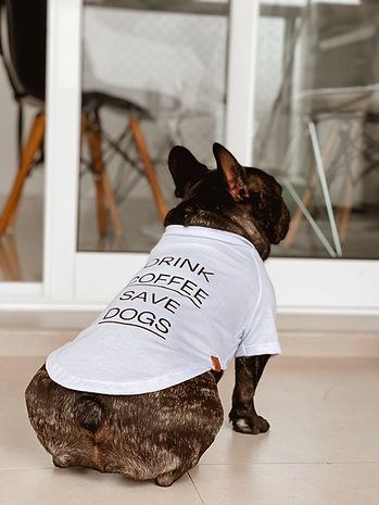 Camiseta Para Cachorro-Drink Coffee Save Dogs
