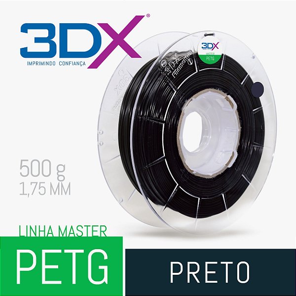 Filamento PETG 500g 1,75 Preto Fume (translucido)