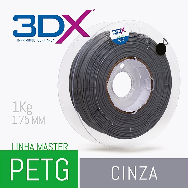 Filamento PETG 1Kg 2,85 Cinza