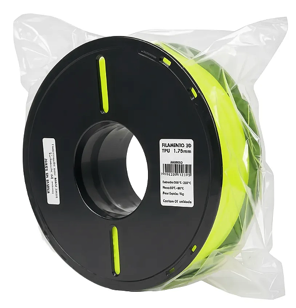 Filamento TPU MP A90 Flexível 1kg 1,75 Amarelo Marca Texto