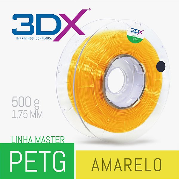 Filamento PETG 500g 1,75 Amarelo Translucido