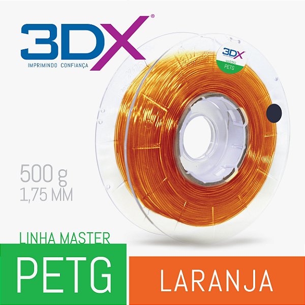 Filamento PETG 500g 1,75 Laranja Translucido (ambar)