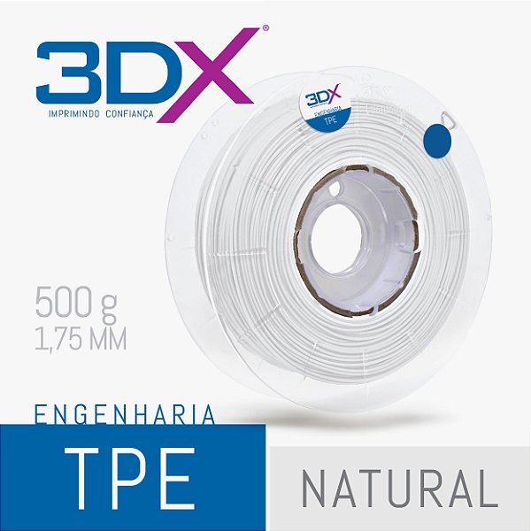 Filamento TPE Flexível D40 500g 1,75 Branco (Firme)