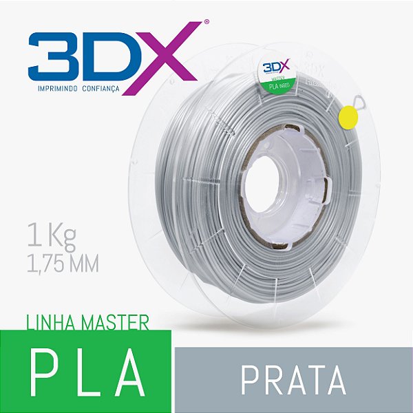 Filamento PLA HT 1kg 1,75 Prata - 3DX Filamentos