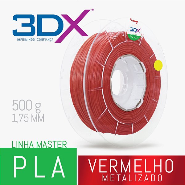 Filamento PLA HT 500g 1,75 Vermelho Metal