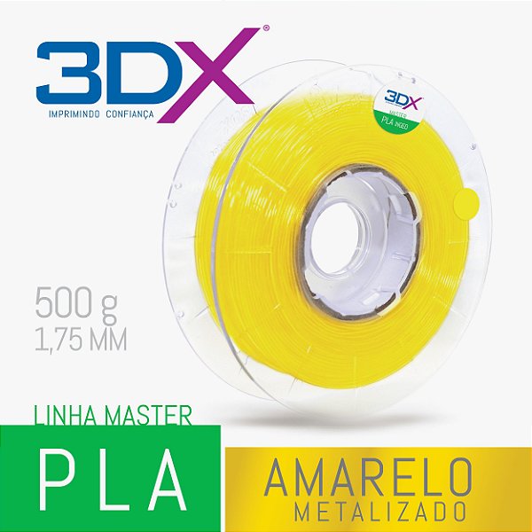 Filamento PLA HT 500g 1,75 Amarelo Metal