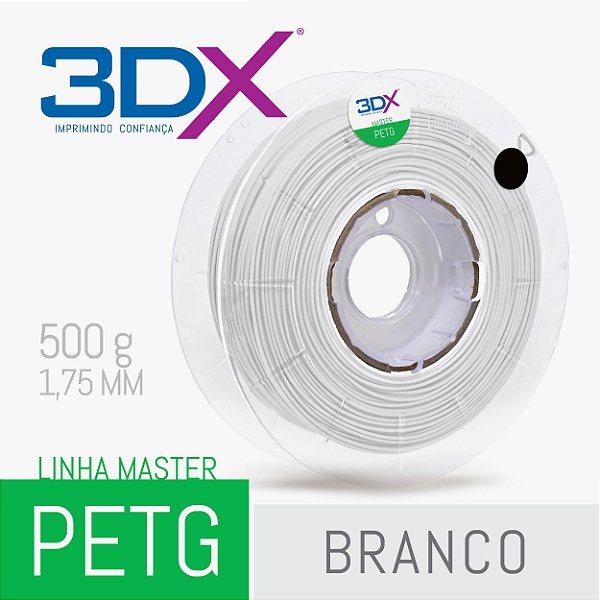 Filamento PETG 500g 1,75 Branco (Solido)