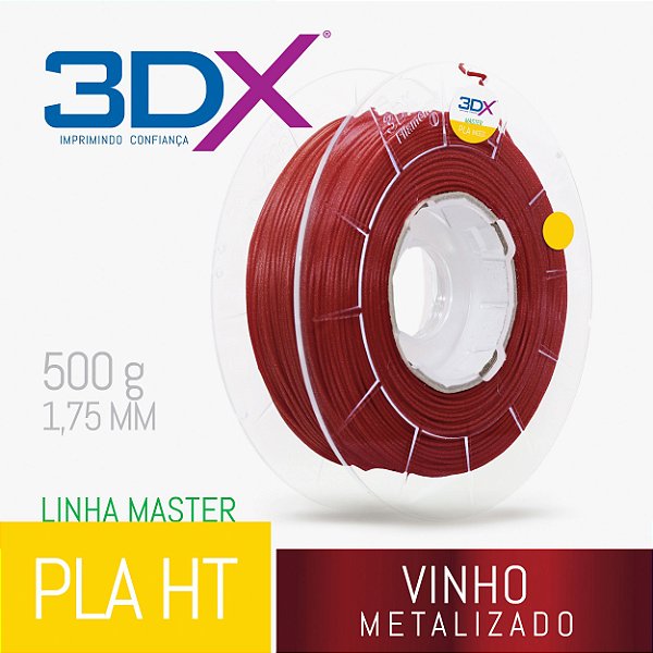 Filamento PLA HT 500g 1,75 Vinho Metal (Vermelho Escuro)