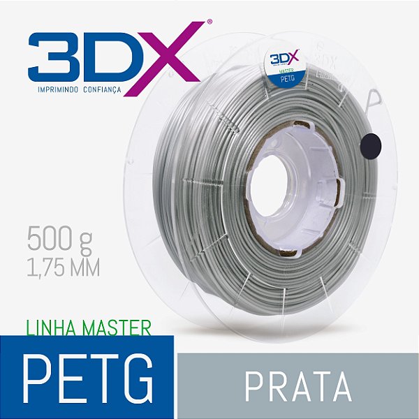 Filamento PETG 500g 1,75 Prata (Solida)