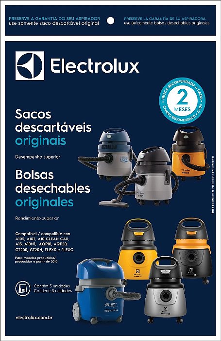 Kit C/3 Saco Aspirador Eletrolux A10-aqp20-gt200 Orig Cse10