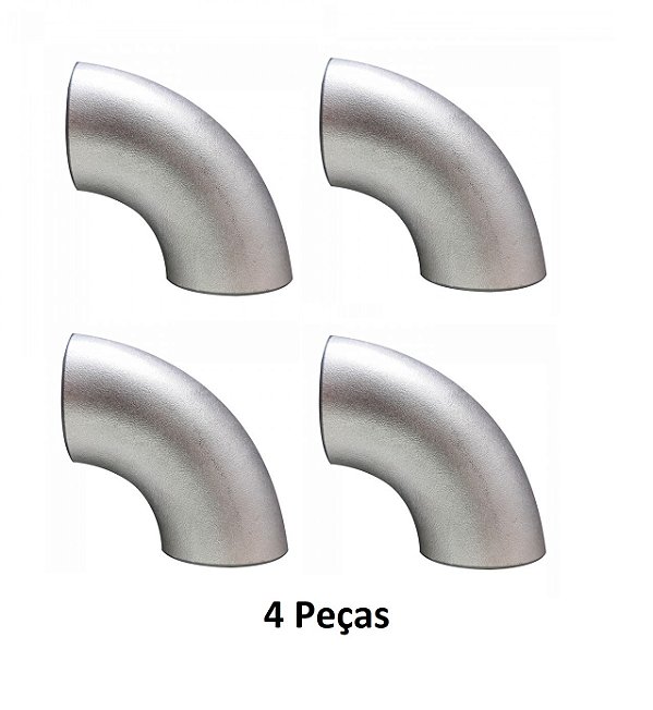 Curva 90 Raio Longo Inox 304l Sch40 1.1/2 Pol 4 Peças