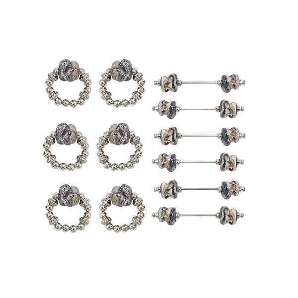 Conjunto Porta-Guardanapo e Descanso de Talher  Murano Torcido Maremoto