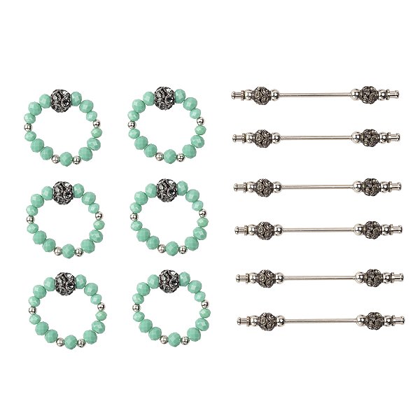 Conjunto Porta-Guardanapos e Descansos para Talheres - Berloque e  Cristal  Verde Mar