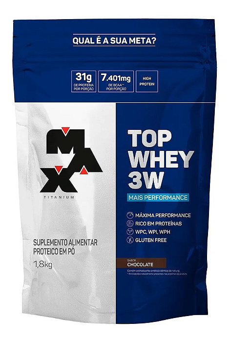 MAX TOP WHEY 3W MAIS PERFORMANCE REFIL (1800G) MAX TITANIUM