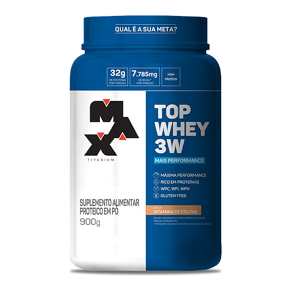 MAX TOP WHEY 3W MAIS PERFORMANCE POTE (900G) MAX TITANIUM