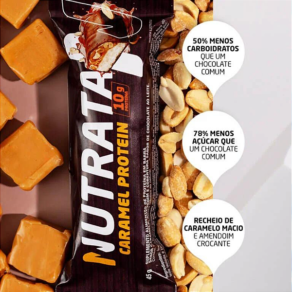 NUT BARRA DARK CARAMEL PROTEIN CAIXA 12X45G