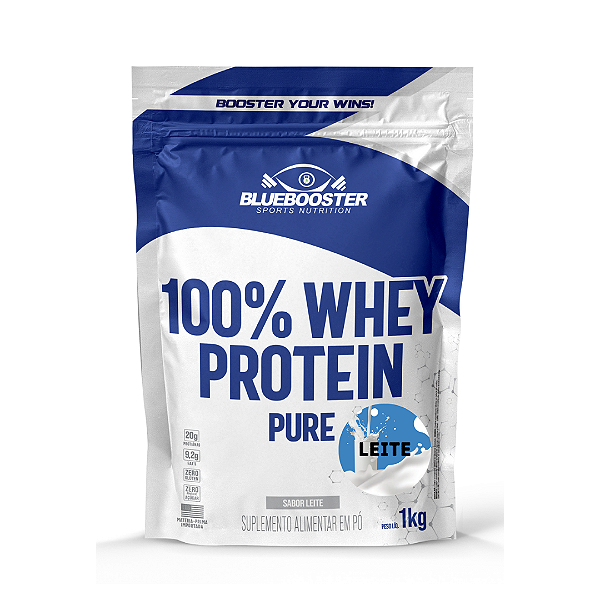 BLUEBOOSTER - 100% WHEY PROTEIN PURE 1kg - LEITE