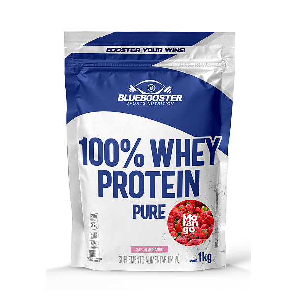 BLUEBOOSTER - 100% WHEY PROTEIN PURE 1kg - MORANGO