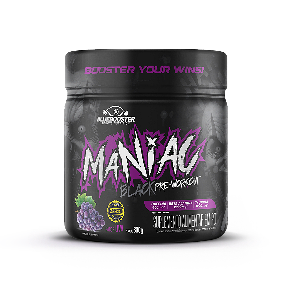 BLUEBOOSTER - MANIAC BLACK PRE-WORKOUT DOSE 5g - 300g - UVA