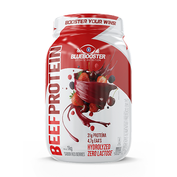 BLUEBOOSTER - BEEF PROTEIN 1kg - FRUTAS VERMELHAS