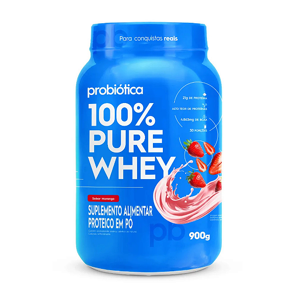PRO 100% PURE WHEY POTE 900G SABOR MORANGO
