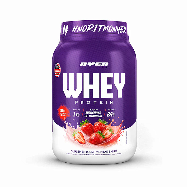 NYER WHEY GOURMET POTE 1KG MILKSHAKE DE MORANGO