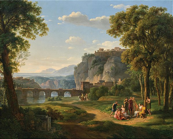 Uma paisagem arcada com uma ponte - Johann Nepomuk Schödlberger