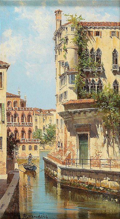 Canal em Veneza com vista para a parte de trás do Palazzo Rocca -  Antonietta Brandeis