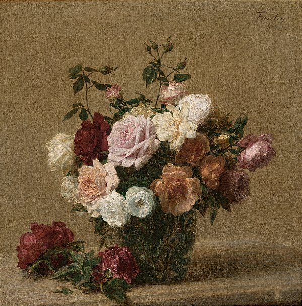 Rosas em uma boule de verre (1885) -Henri Fantin-Latour