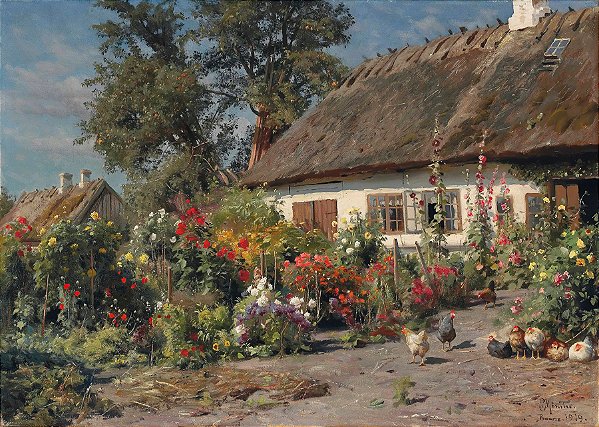 Um Jardim Campestre com Galinhas (1919) - Peder Mørk Mønsted