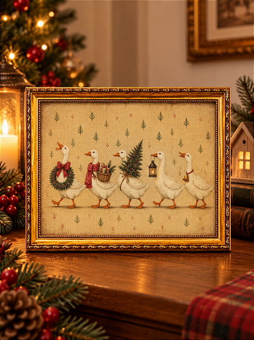 Quadro de Natal -Gansos Natalinos II