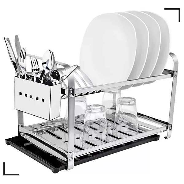 Escorredor Louca Inox 20 Pratos Cozinha Porta Talher Bandeja