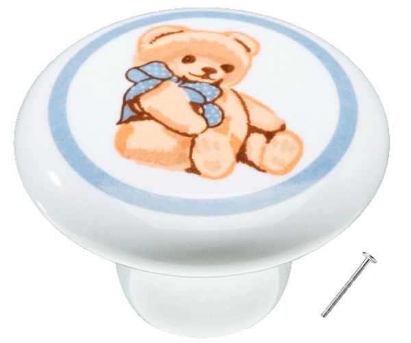 Puxador Porcelana Infantil Urso Para Móveis IL1737