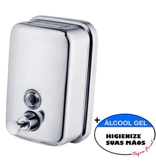 Dispenser Sabonete Líquido E Álcool Gel 500ml - Inox