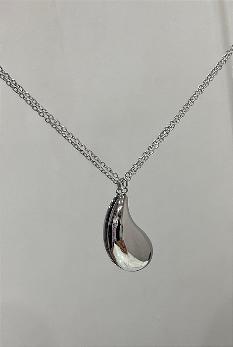 Colar Gota Prata- Aço Inoxidável 316L