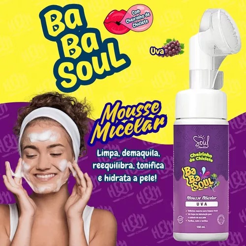 MOUSSE MICELAR CHEIRINHO DE CHICLETE UVA BABASOUL 150ML SOUL COSMÉTICOS